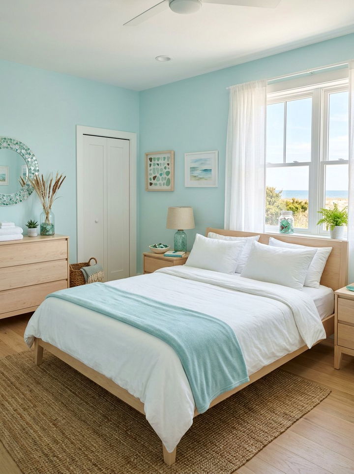 Serene Aqua Bedroom - 30 ocean blue bedroom ideas