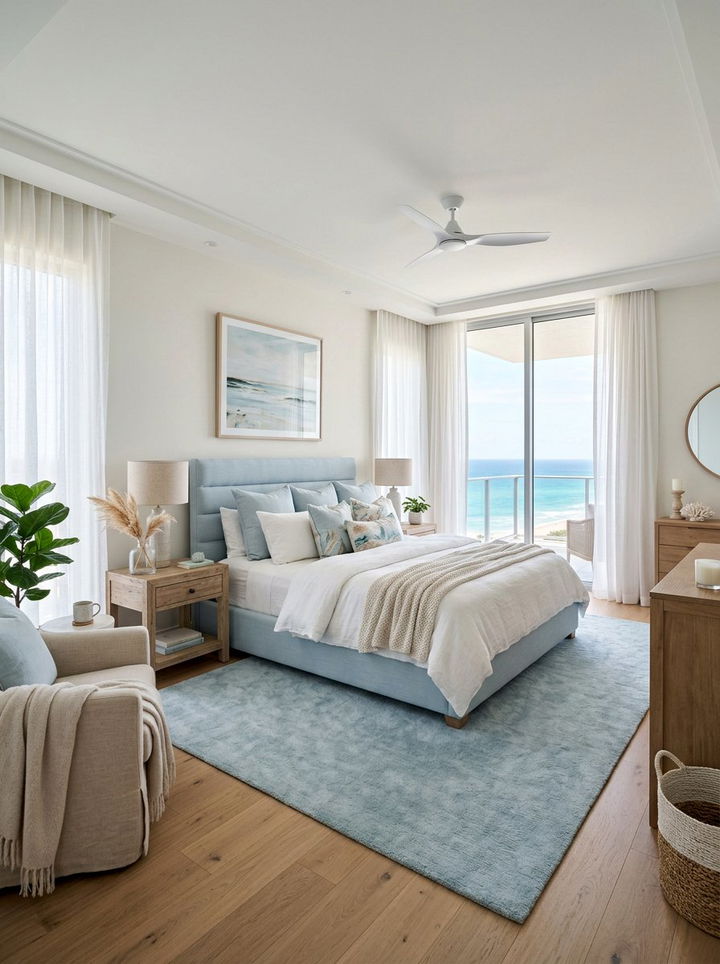 Serene Coastal Blue Master - 30 coastal blue bedroom ideas