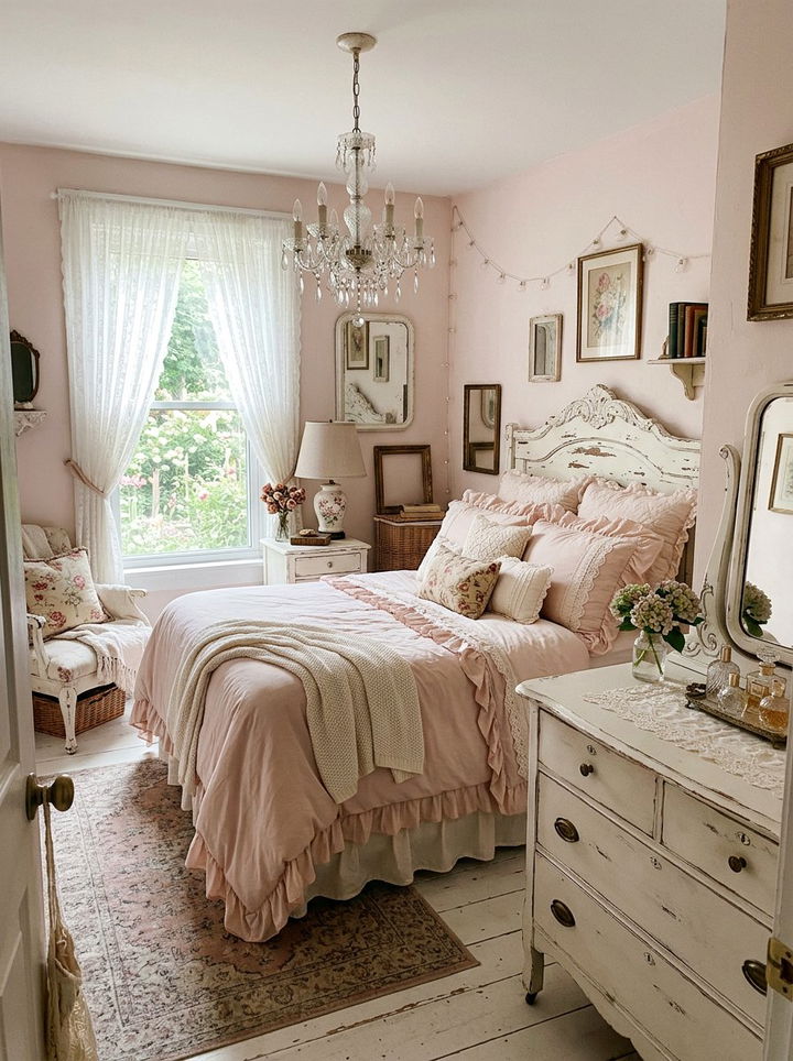 Shabby Chic Blush Bedroom - 30 blush and white bedroom ideas