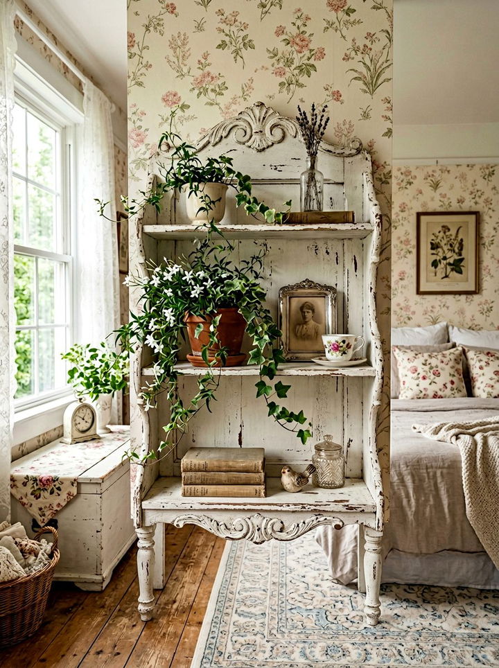 Shabby Chic Distressed Shelf - 30 bedroom plant shelves