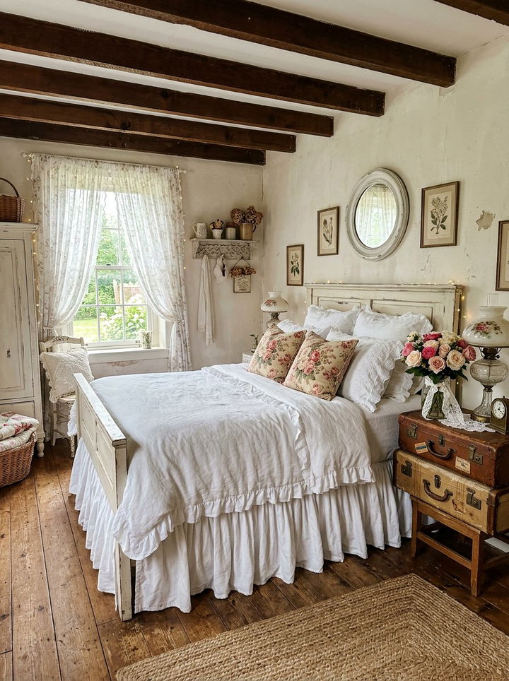 Shabby Chic Farmhouse Bedroom - 30 farmhouse white bedroom ideas