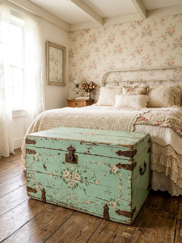 Shabby Chic Painted Trunk - 30 bedroom storage chests