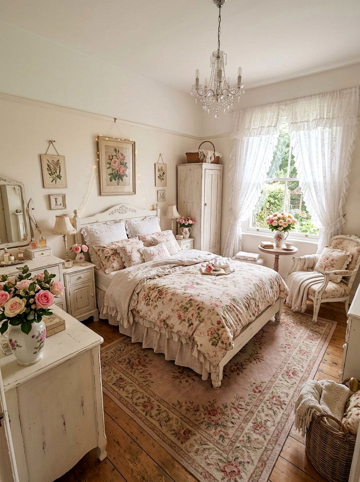 Shabby Chic Rose Theme - 30 floral themed bedroom ideas