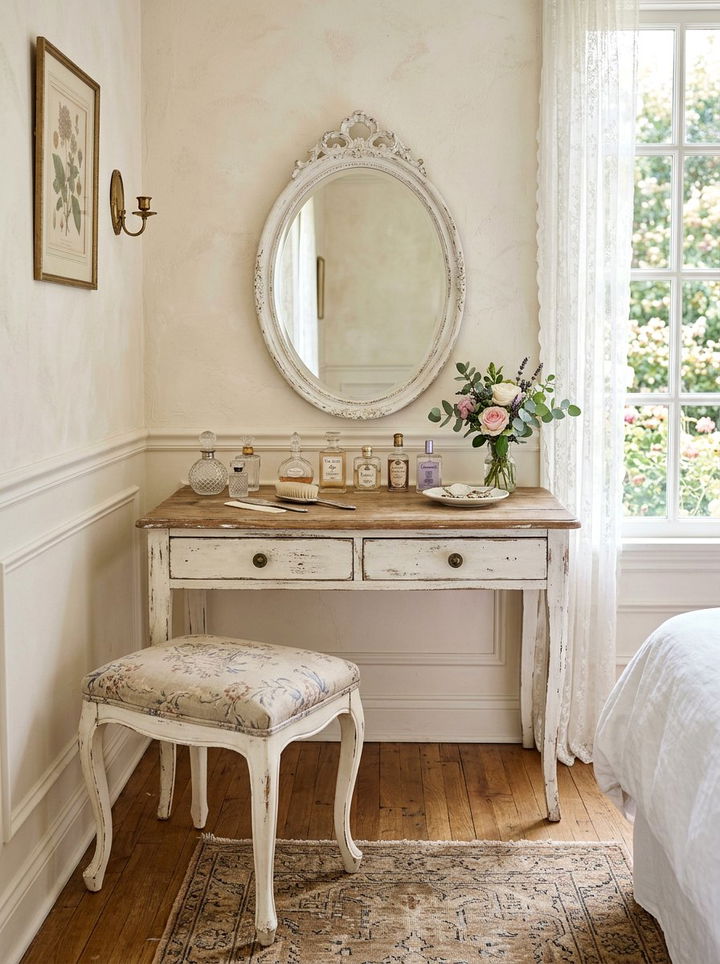Shabby Chic Vanity Table - 30 vintage bedroom ideas