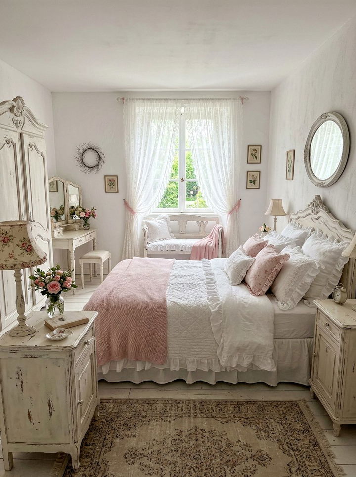 Shabby Chic White Bedroom - 30 bedroom white walls