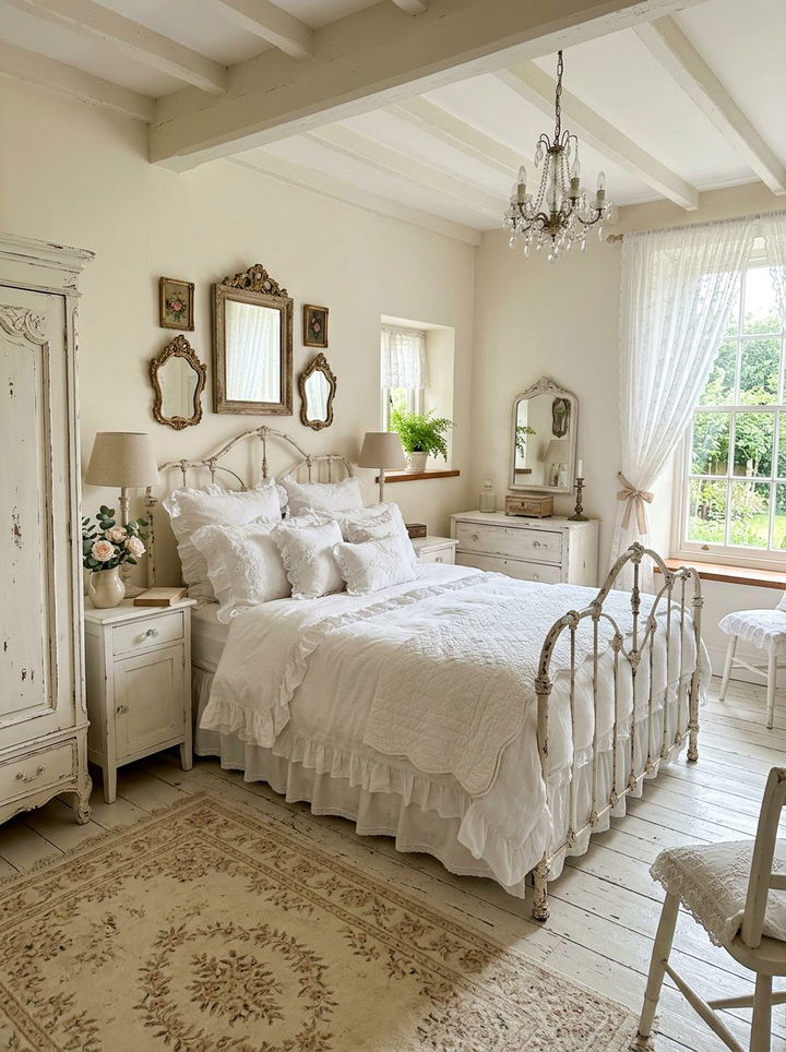 Shabby Chic White Bedroom - 30 light color bedroom ideas