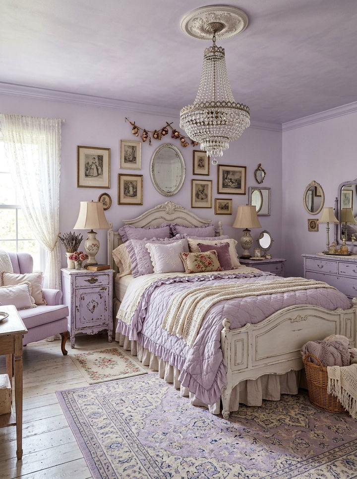Shabby chic lavender bedroom - 30 pastel lavender bedroom ideas