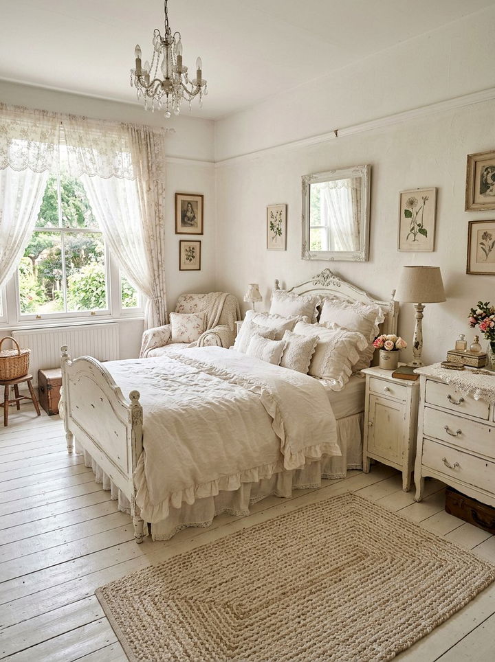 Shabby chic off white bedroom - 30 off-white bedroom ideas