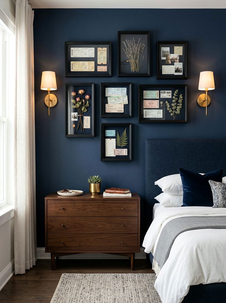 Shadow box memento display - 30 bedroom memory wall ideas