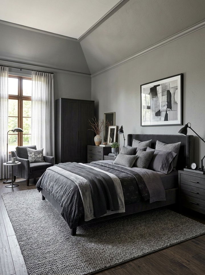 Shadow gray layered bedroom - 30 all gray bedroom ideas