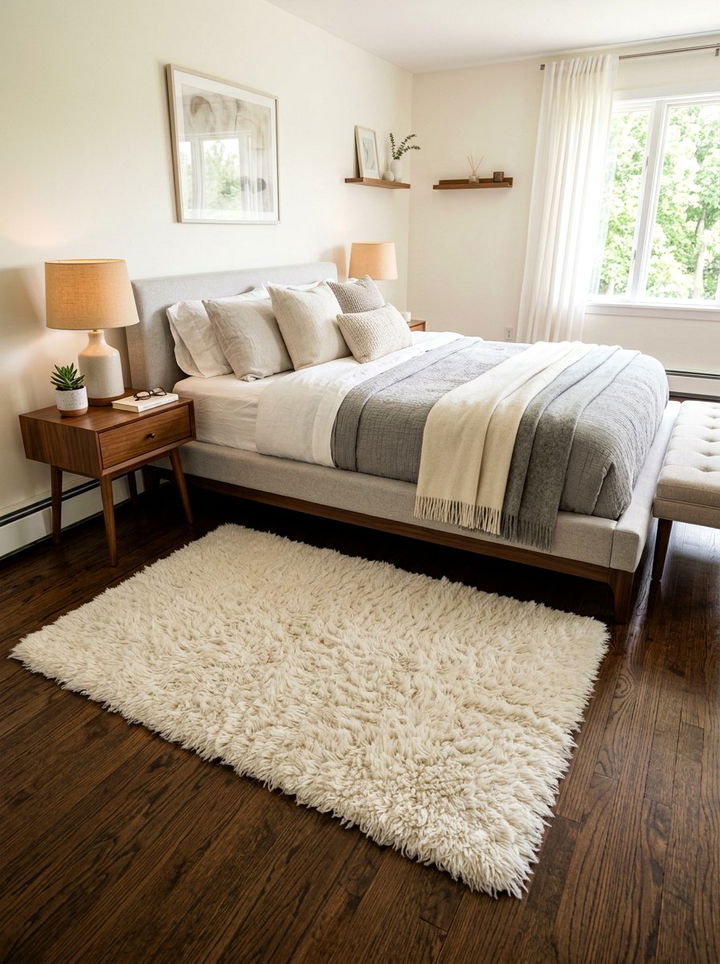 Shag bedside rug - 30 cheap bedroom furniture ideas
