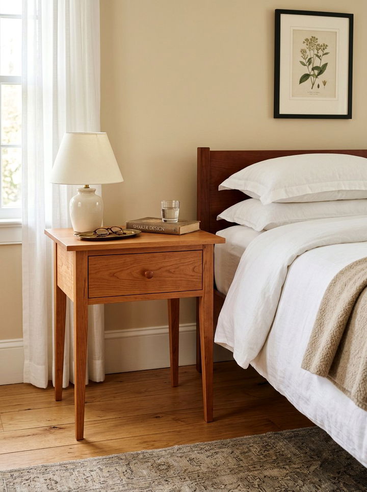 Shaker Style Wood Nightstand - 30 bedroom rustic nightstands