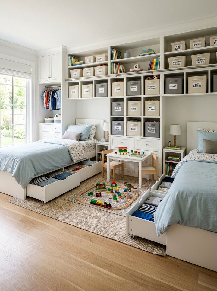 Shared Bedroom Storage - 30 multi-kid bedroom ideas