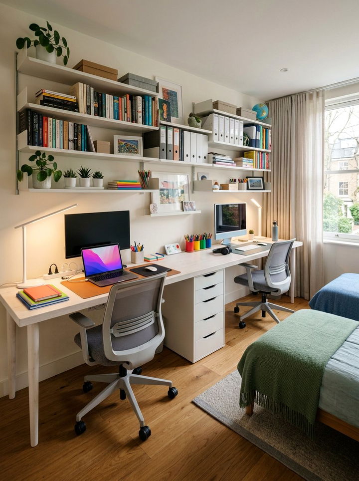 Shared Bedroom With Study Desk - 30 boy and girl shared bedroom ideas