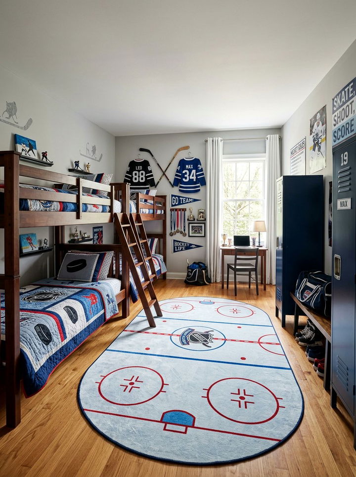 Shared Hockey Bedroom - 30 hockey bedroom ideas