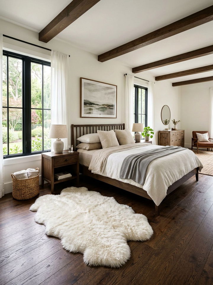 Sheepskin Rug Bedside - 30 sheepskin bedroom ideas