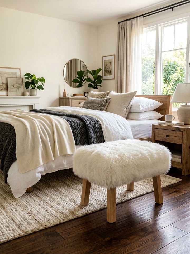 Sheepskin Seating Stool - 30 bedroom stools