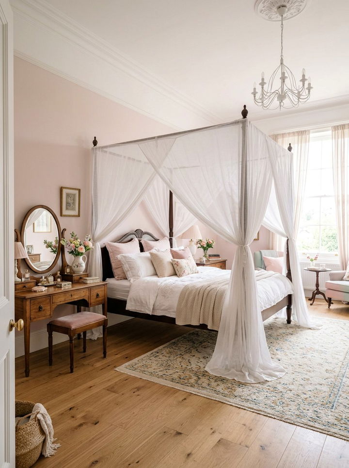 Sheer Bed Canopy - 30 shabby chic bedroom ideas