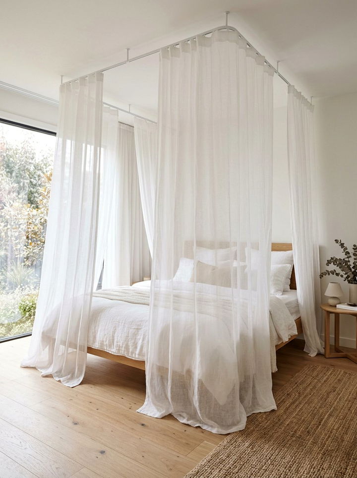 Sheer Bed Curtains - 30 romantic bedroom ideas