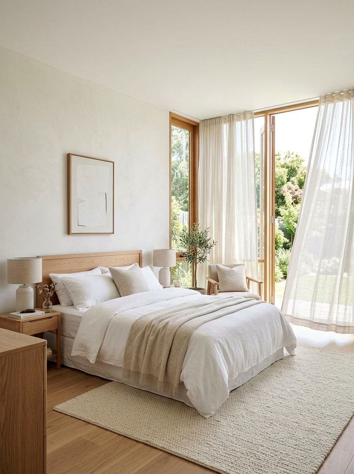 Sheer Linen Curtains - 30 Mediterranean bedroom ideas