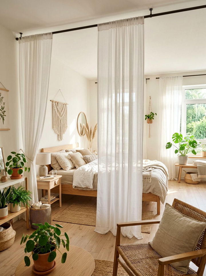 Sheer White Curtain - 30 bedroom curtain dividers