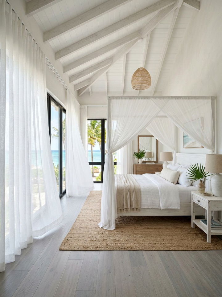 Sheer White Curtains - 30 Caribbean bedroom ideas