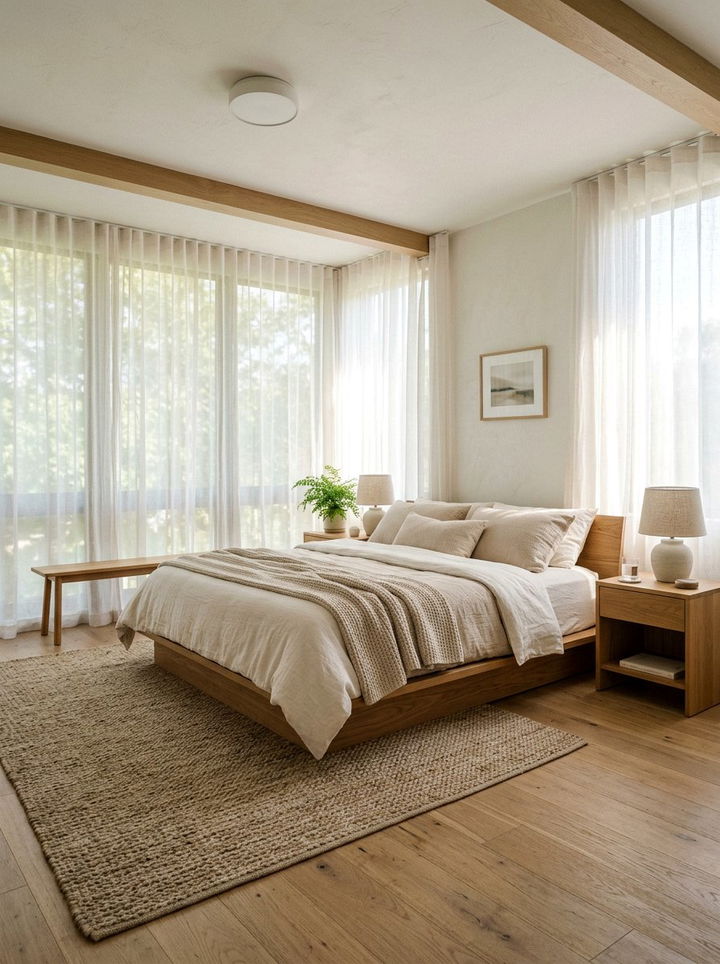 Sheer White Curtains - 30 Korean bedroom ideas