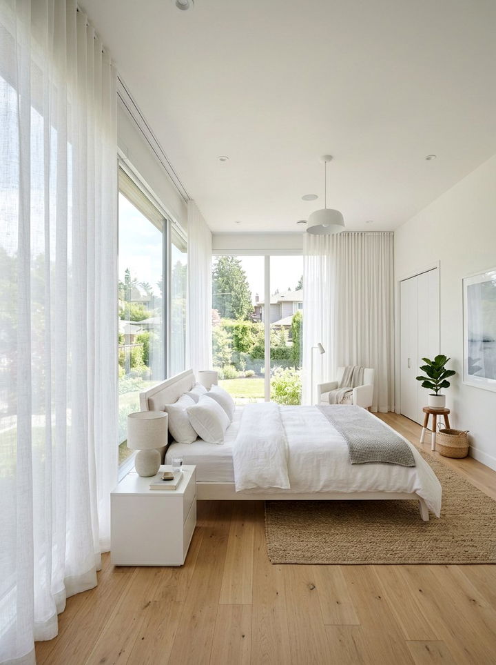 Sheer White Window Treatments - 30 warm white bedroom ideas