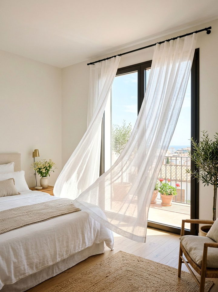 Sheer Window Curtains - 30 low ceiling bedroom ideas