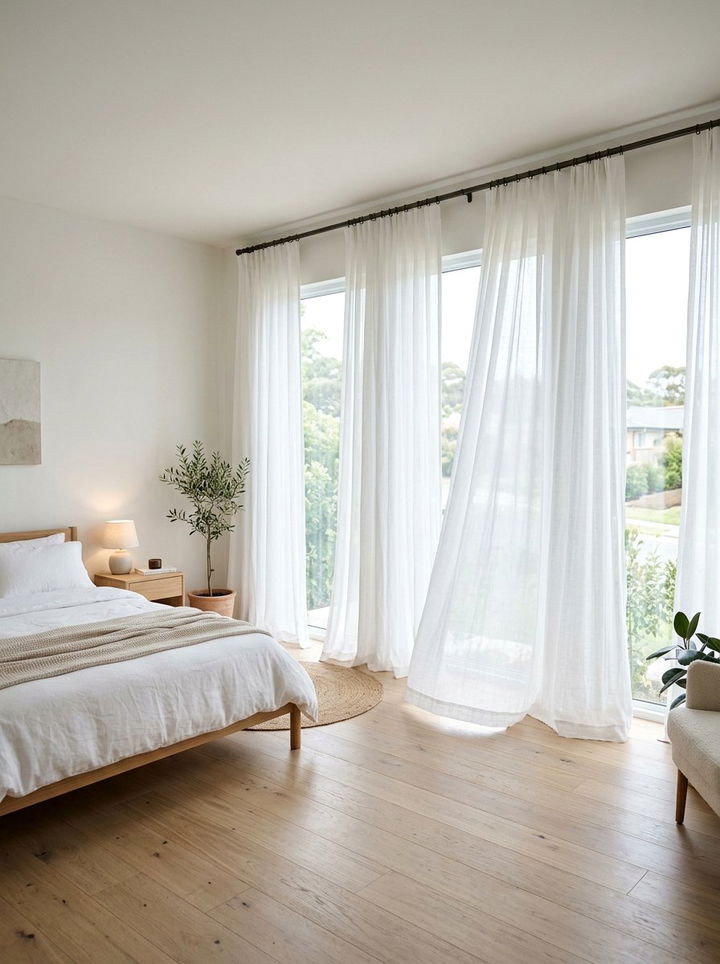 Sheer bedroom curtains - 30 meditation bedroom ideas