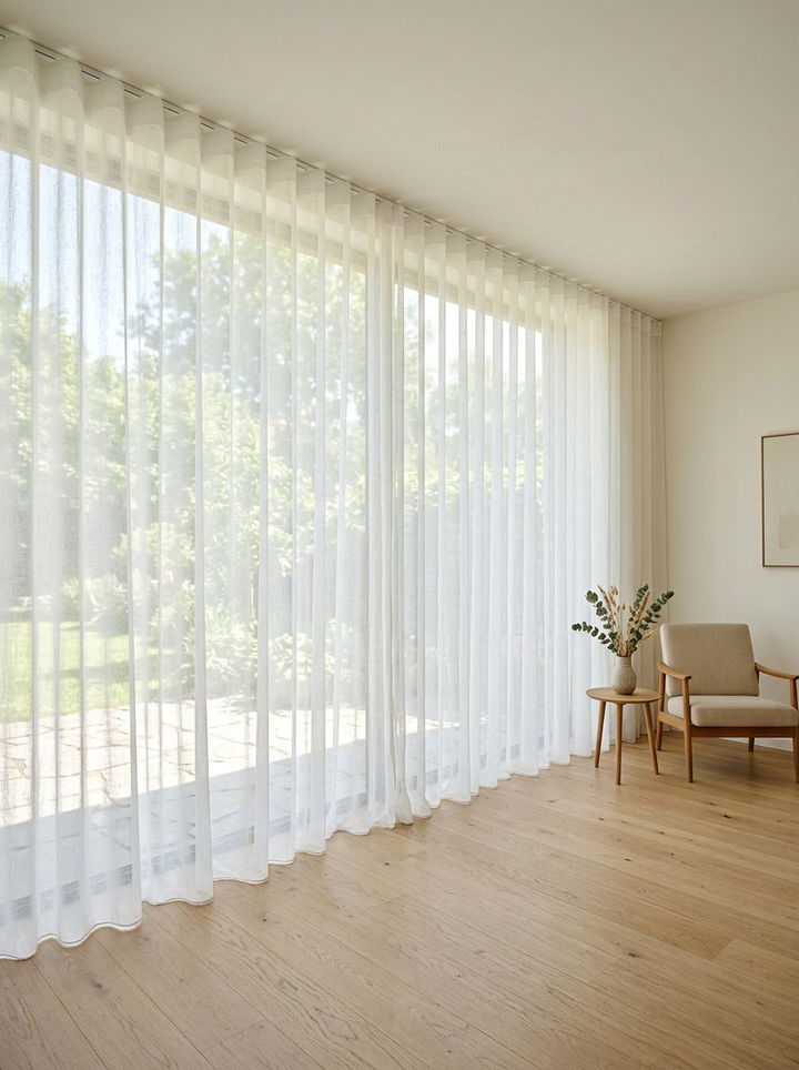 Sheer curtain window - 30 calming bedroom ideas