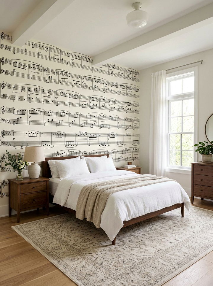 Sheet Music Wallpaper Bedroom - 30 music themed bedroom ideas
