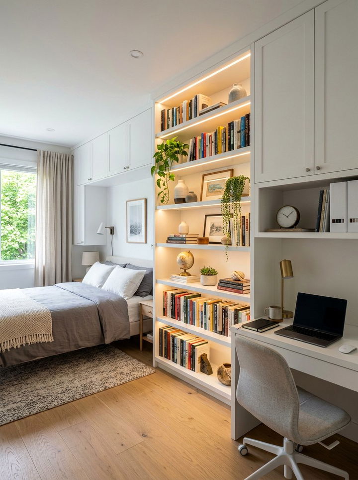 Shelf accent light - 30 bedroom task lighting ideas