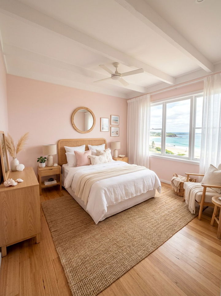 Shell pink coastal bedroom - 30 coastal bedroom color ideas