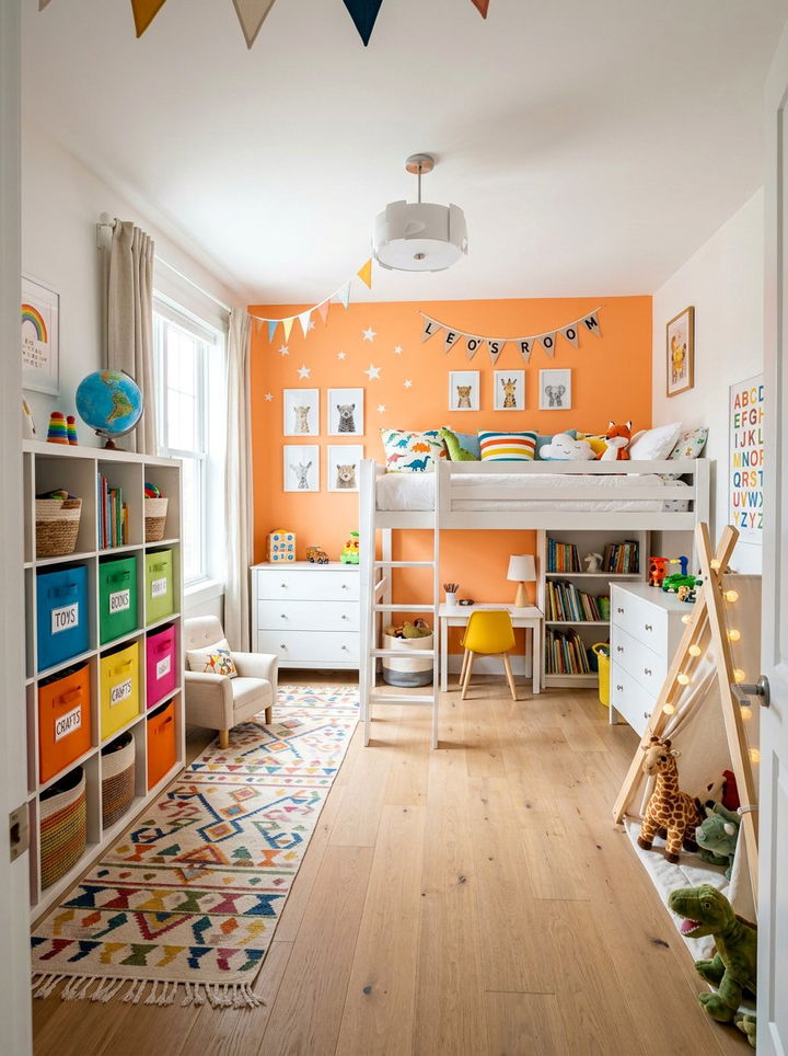 Sherbet Orange Kids Room - 30 orange bedroom ideas