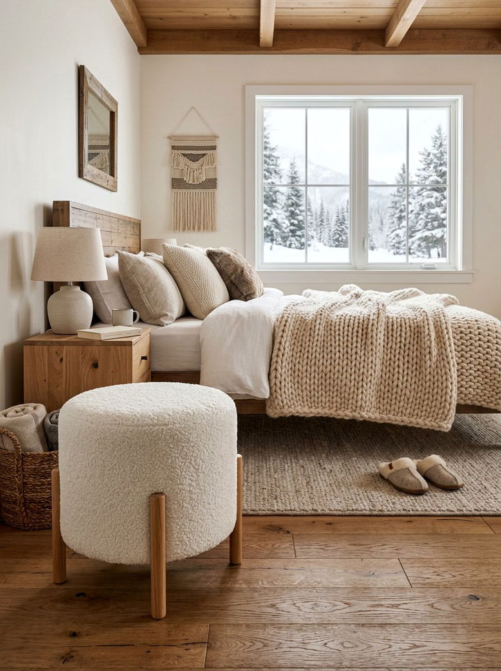 Sherpa bedroom ottoman stool - 30 bedroom ottomans