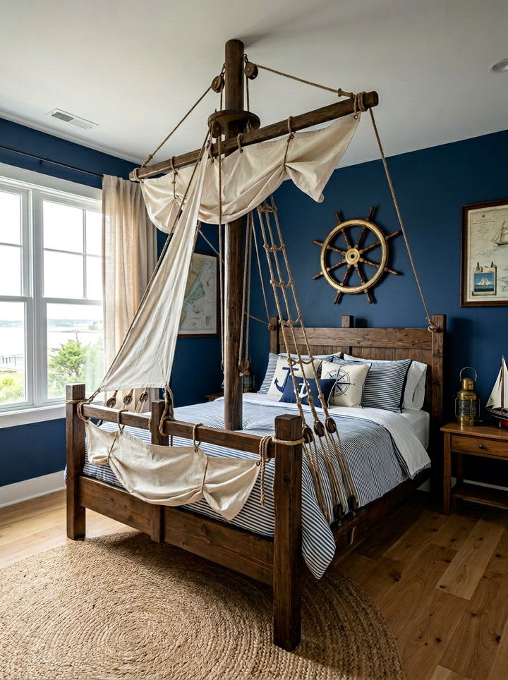 Ship Mast Bed Frame - 30 pirate bedroom ideas