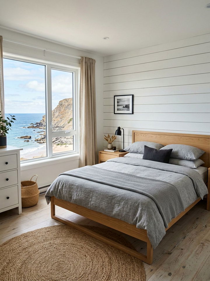 Shiplap Bedroom Wall - 30 coastal bedroom ideas