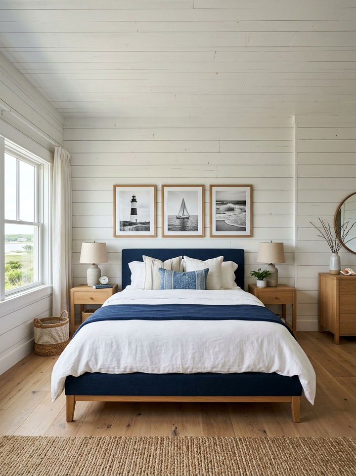 Shiplap Bedroom - 30 ocean themed bedroom ideas