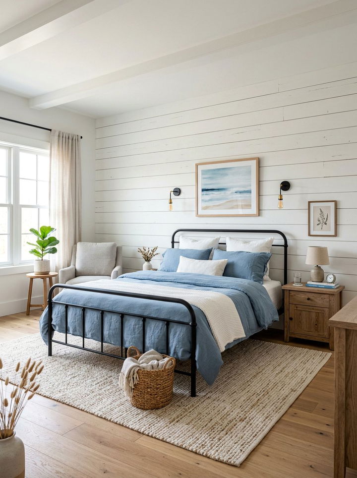 Shiplap Wall Bedroom - 30 beach house bedroom ideas
