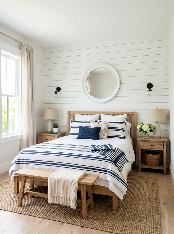 Shiplap Wall With Mirror - 30 bedroom decorative mirrors