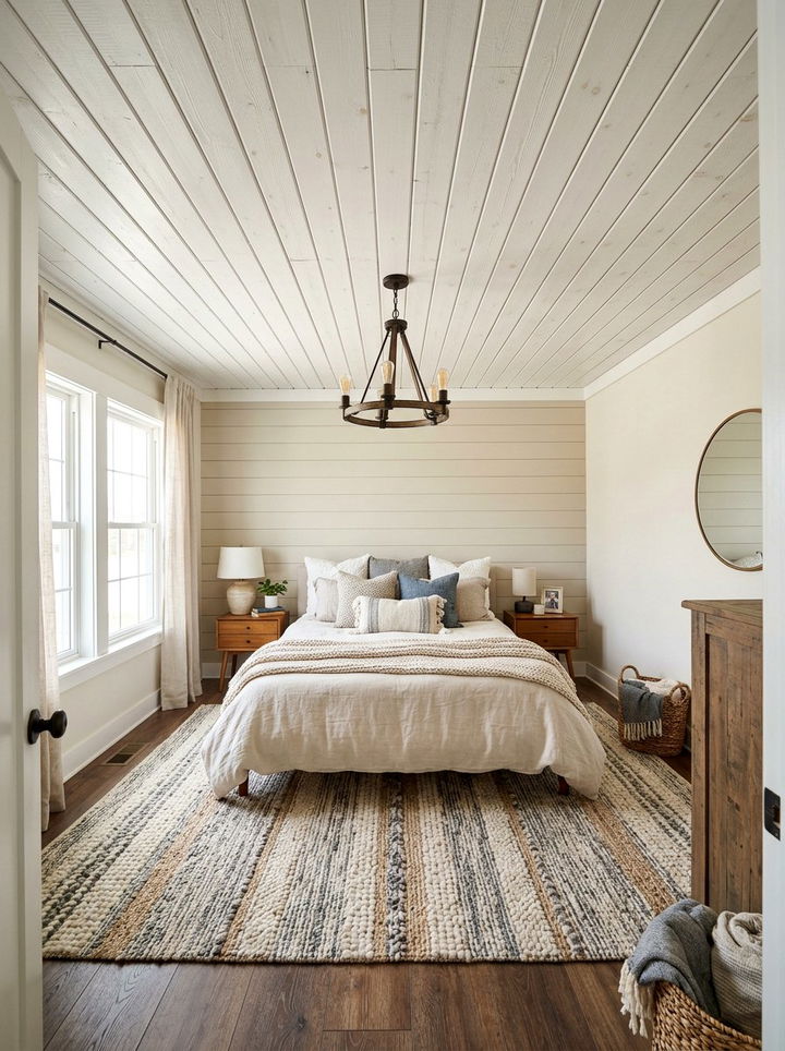 Shiplap ceiling bedroom - 30 bedroom shiplap walls