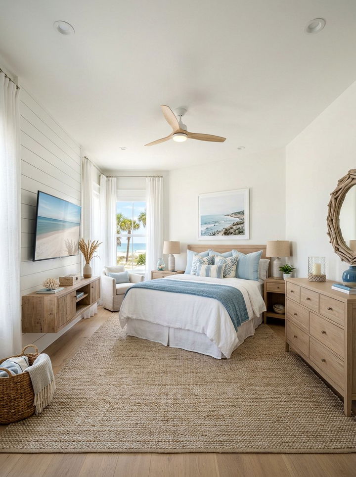 Shiplap tv accent wall - 30 bedroom tv ideas