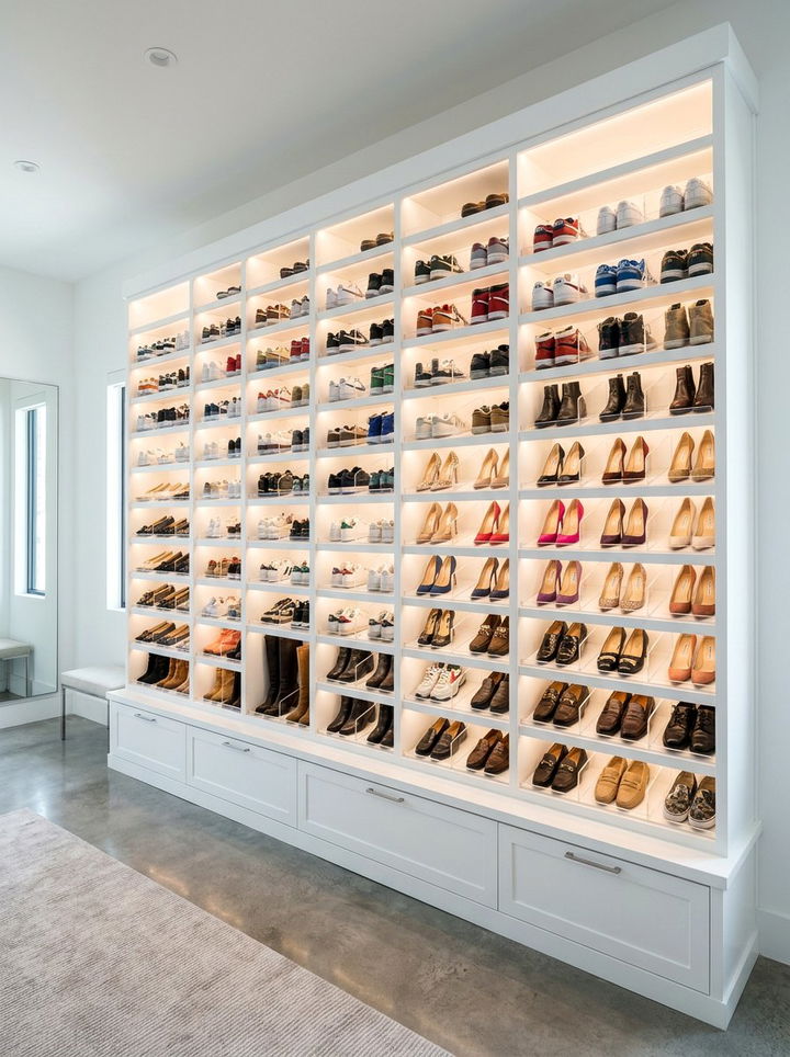 Shoe Wall Storage System - 30 bedroom walk-in closet ideas