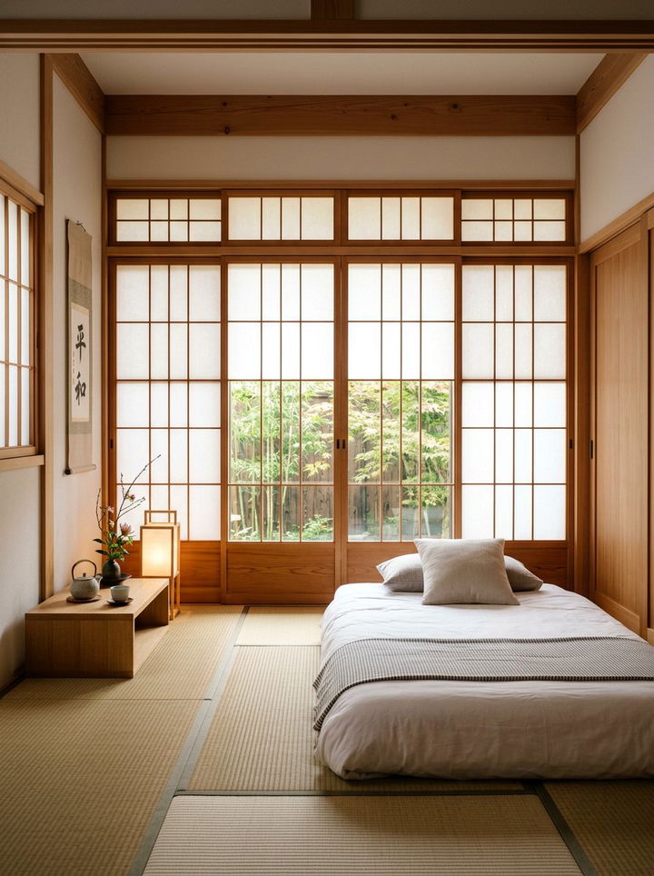 Shoji screen panel - 30 bedroom divider ideas