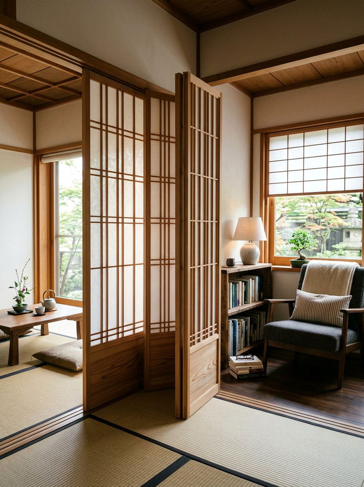 Shoji screen room divider - 30 Japanese bedroom ideas