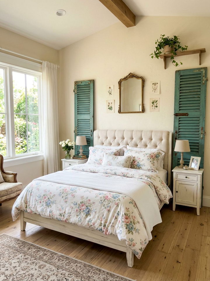 Shutter wall decor - 30 upcycled bedroom ideas