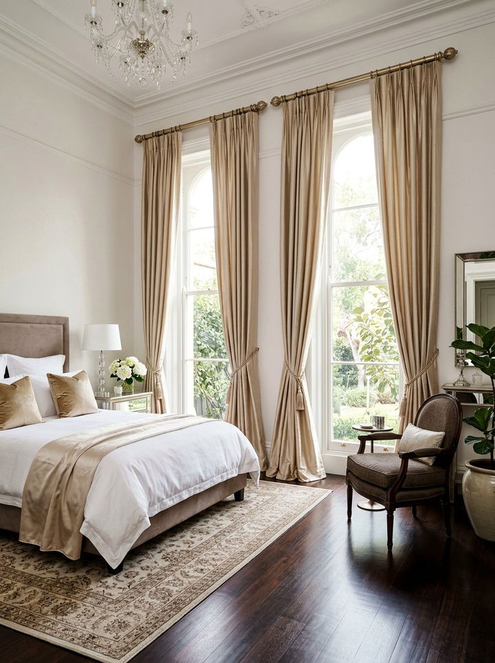 Silk Window Drapes - 30 Parisian bedroom ideas