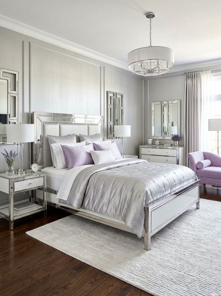 Silk and Polished Chrome Bedroom - 30 mixed material bedroom ideas