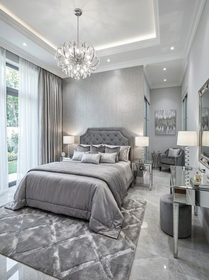 Silver And Grey Luxury Bedroom - 30 modern grey bedroom ideas